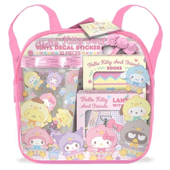 Hello Kitty and Friends Backpack Easter Gift Set Clear Backpack Socks NEW - Picture 1 of 11